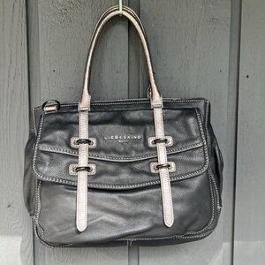 Liebeskind Berlin Leather Shoulder Bag Satchel Black Metallic Slouchy Soft Purse